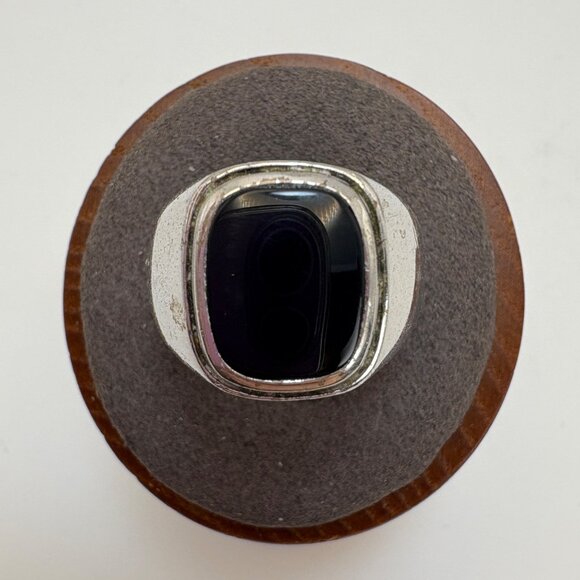 VTG Sterling Silver 925 Black Onyx Tapered Band Statement RIng Size 8.75 - Picture 6 of 10